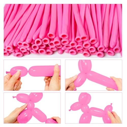 Image of LXZFCRG 260 Long Balloons for Animals, Latex Twisting Balloons for Garland, Parties - Pink
