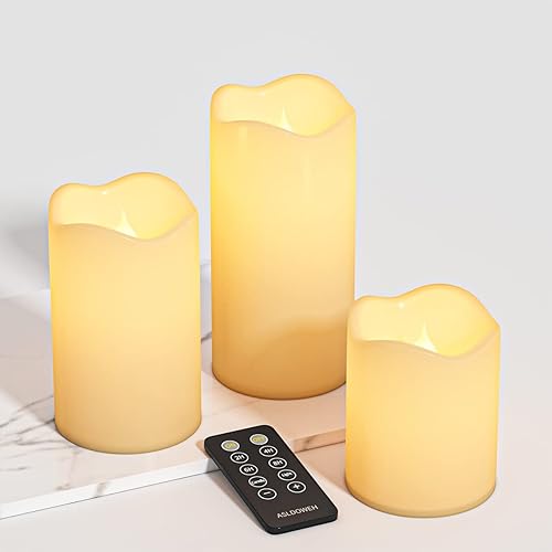 Velas falsas parpadeantes sin llama velas LED para exteriores velas impermeables D 3 pulgadas × H 37 pulgadas  47 pulgadas  57 pulgadas Velas de
