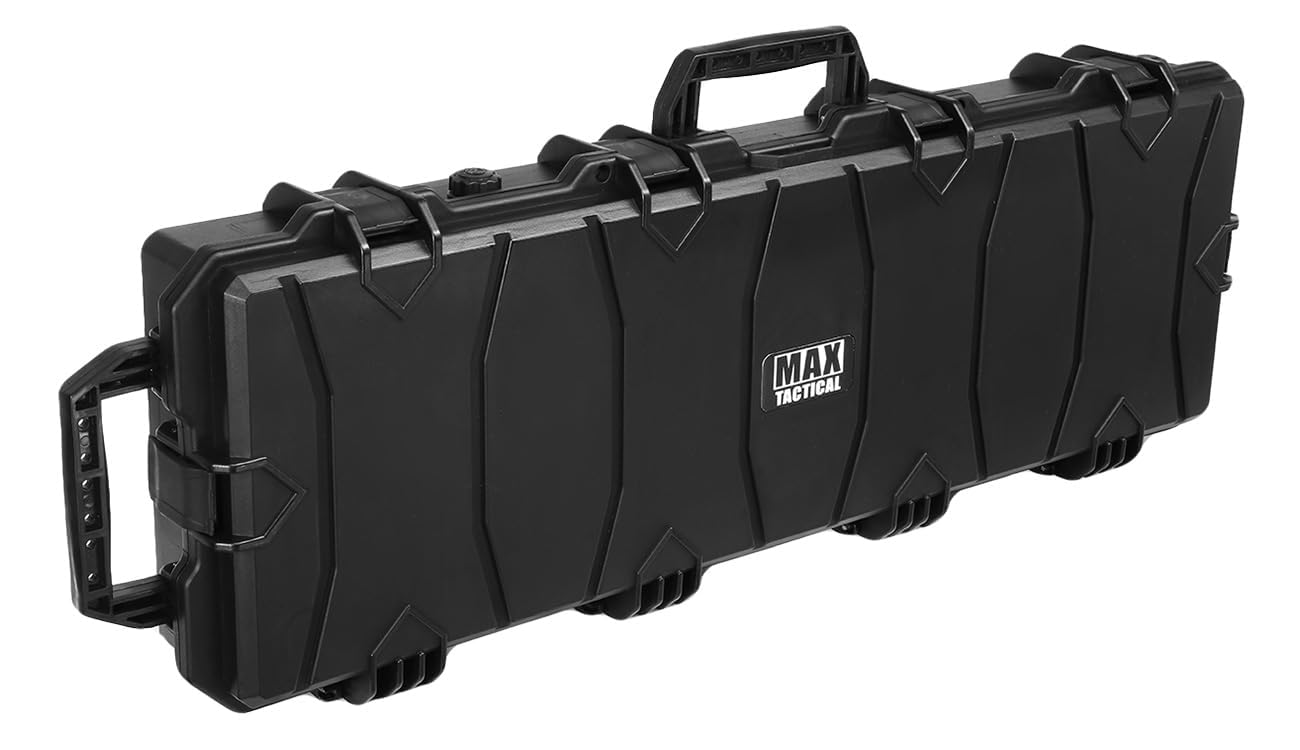 Hard-Case Waffenkoffer Large – Wasserdichter & extra Stabiler Polymer-Koffer mit Trolley-Funktion, IP67, Pick-&-Pluck Schaumstoff, 6 HD-Verschlüssen & Rollen