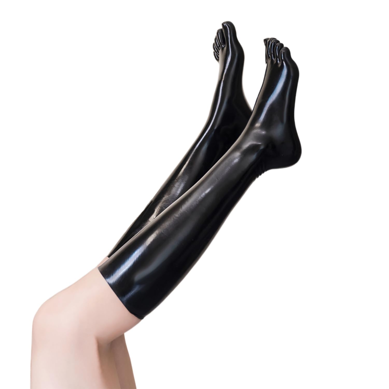 Latex-Zehensocken für Kleidung, schwarzer Gummistrumpf für Cosplay, Party, kniehohe Socken