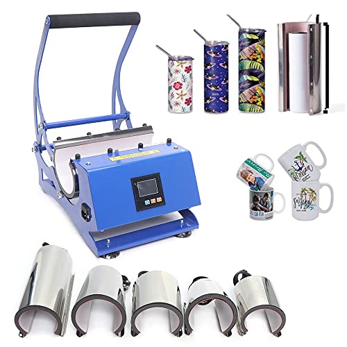 Xigner Presse à tasses 500 W - Presse à sublimation - Machine à presser à chaud - 6 dessous de verre de 8 à 30 oz - Temps et température réglables pour...