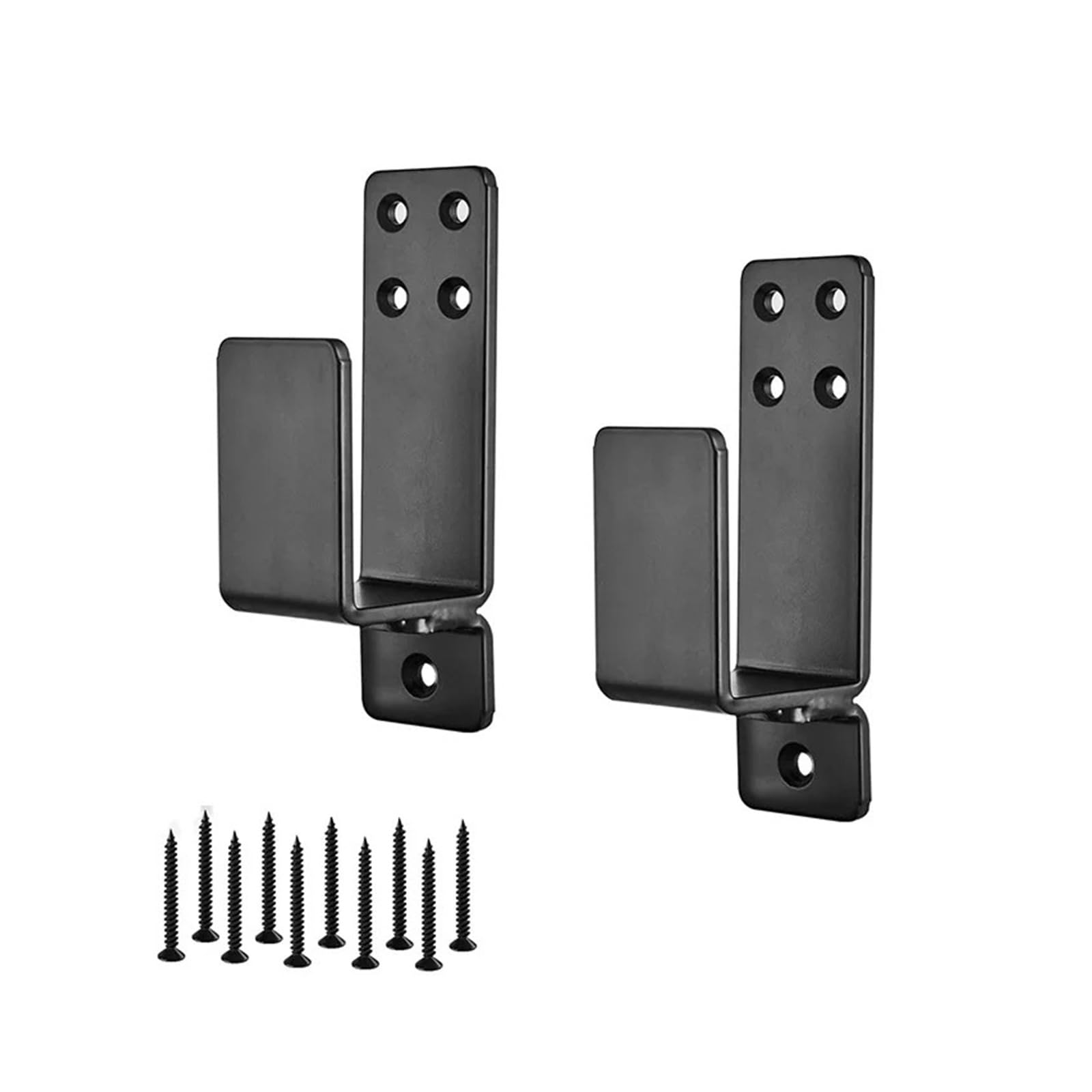 Strafbrg One Color 2Pcs Heavy Duty Black Carbon Steel Door Barricade Brackets,U-Shaped Security Bar Holders,Smooth Gliding