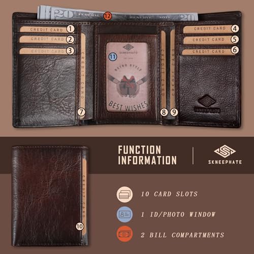 Men's Trifold Wallet,Wolf Wallets For Men Leather,Rfid Blocking,Gifts For Him Husband (coffee)3