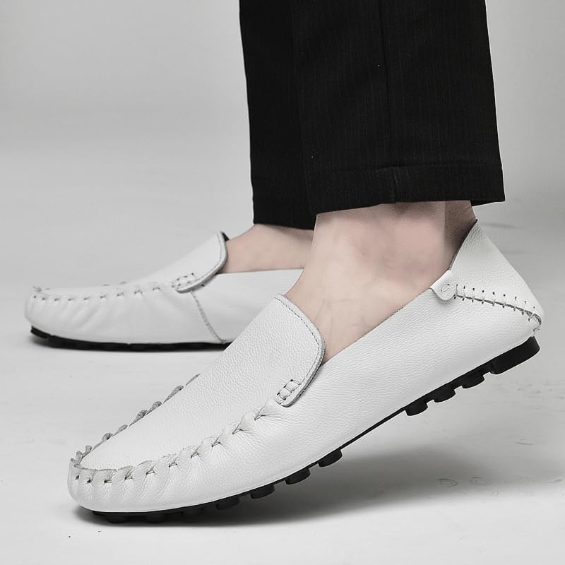 Hand-Sewn Cowhide Loafer (White, Adult, Men, 9, Numeric, US Footwear Size System, Medium)4