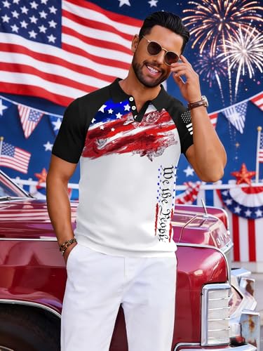 Camiseta Polo de Aniversario USA 250 Años para Hombre Camiseta con Bandera Americana 4 de Julio Patriótica Top de Golf miniatura 3