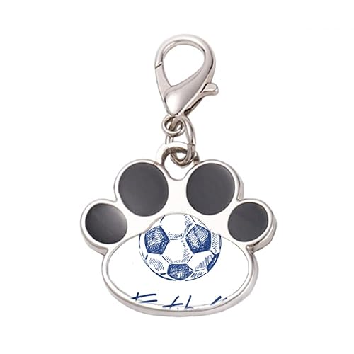 DIYthinker?Simple Cartoon Football Blue Pattern Pet Tag Keychain Dog Cat ID