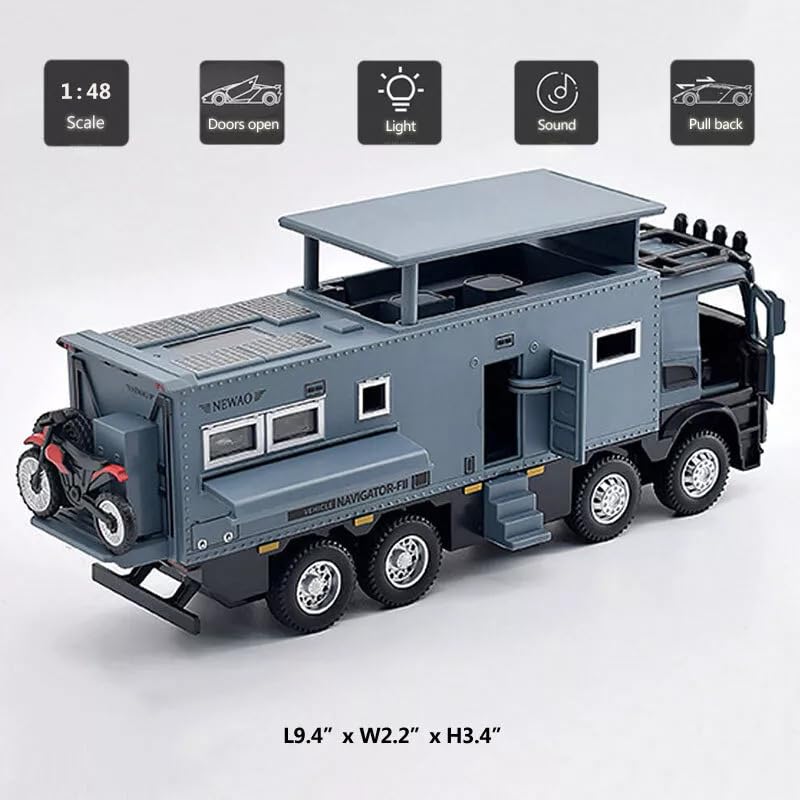 Image of Invite Enterprise 1:24 Off Road Motorhomes Diecast Metal Pull Back Car with 6 Openable Doors with Sound and Light Toy Decoration car Best Gift Toys for Kids 【Colors as Per Stock】