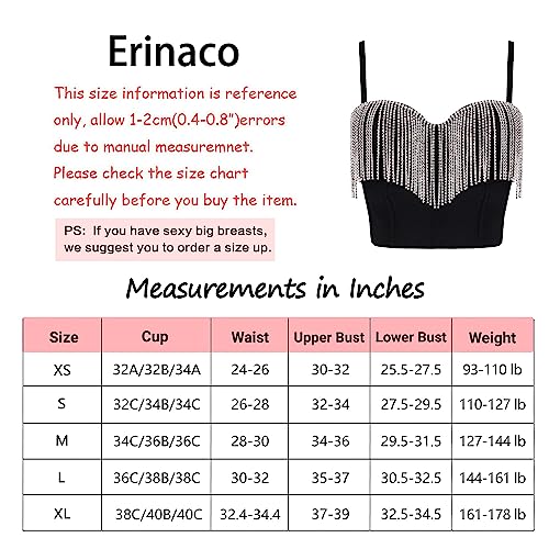 Erinaco Women's Bright Diamonds Tank Top Tassel Beaded Corset Bra Vest Crop Top Sexy Cami #TOP1