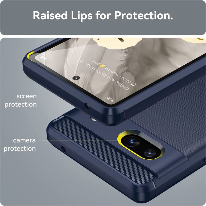 Image of NPRC Hybrid Ultra Slim Protective Case TPU Non-Slip Carbon Fiber Texture Shockproof Case Cover for Google Pixel 7A - Blue