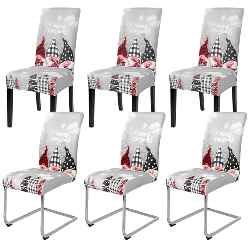 Yugarlibi Weihnachten Stretch Stuhlhussen 6er Set Stuhlbezug...