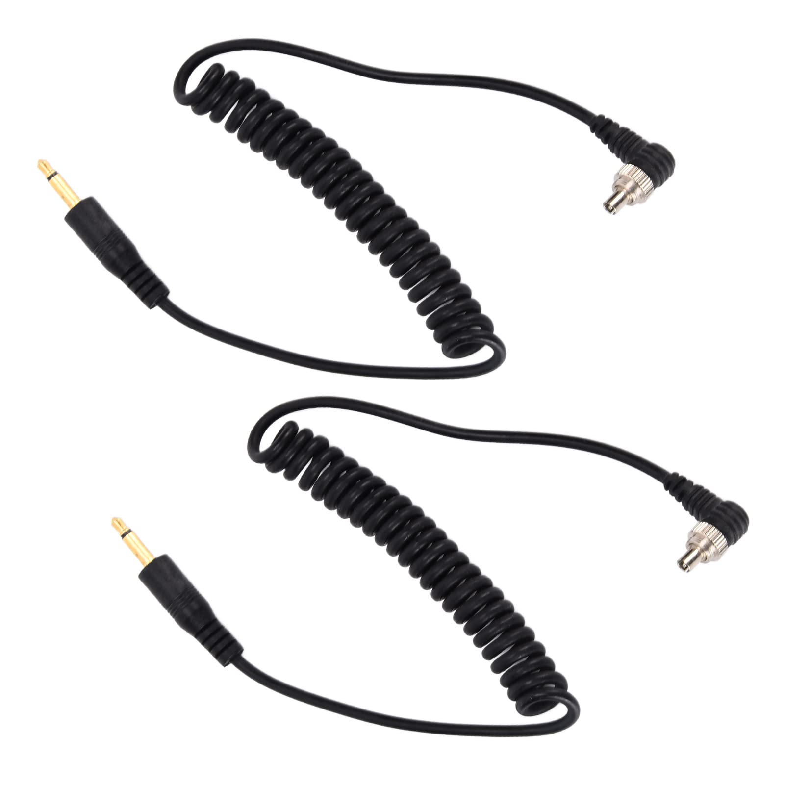 Kabel Lampy Błyskowej Akozon, 2 szt. Uniwersalna Błyskowa 3.5mm na męską Kabel do Synchronizacji z Komputerem Błyskowa Zwijany Kabel z blokadą śrubową do Aparatu