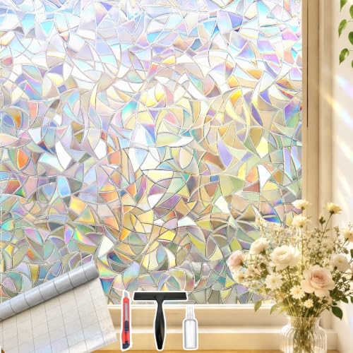 Image of Rainbow Window Privacy Film, Stained Glass Cling, 17.5 inch * 78.7 inch