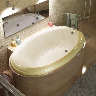 Martinique 42 x 70 x 23" Oval Air Jetted Bathtub Color/Trim / Tile Flange / Front Skirt / Drain: Biscuit / Brushed Nickel / No / No / Right
