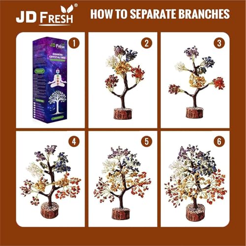 Image of JD FRESH Certified Red Carnelian Crystal Tree for Motivation /Creativity /Confidence /Natural Gemstone Healing Tree for Positive Energy /Courage /Success /300 Beads Stone Bonsai Feng Shui Home Decor Gift