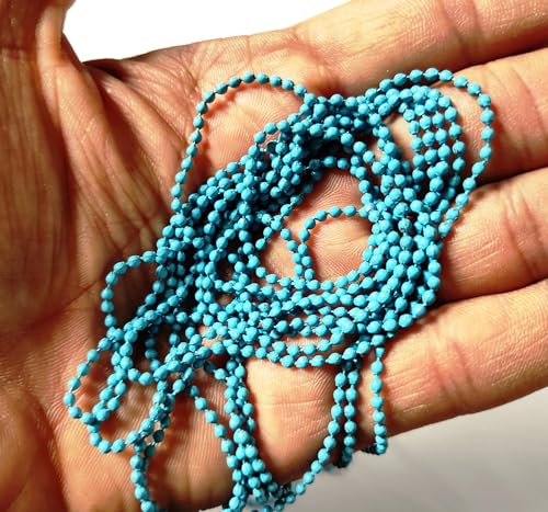 Image of GoSetGet! 12 mtr-LITE Blue-1.5mm Metal Ball Chain for LIPPAN Art, Rangoli, Jewelry Making, Crafts, Decorative, Long Lasting Finish (12 Mtr LiteBlue)