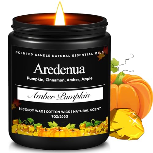 Amber Pumpkin Candle - Fall Candle | Pumpkin Scented Candles - 7oz Autumn Scented Candle, Soy Candles for Home Scented, Cozy Seasonal Scent for Autumn