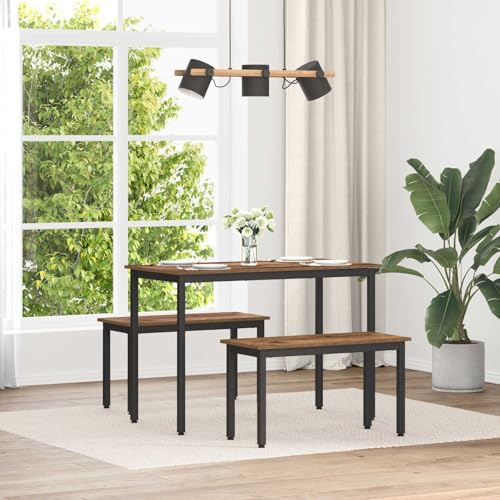 FWIKDUN Banc moderne en bois pour salle à manger simple, avec pieds en métal et design rectangulaire, banc stable pour salon et salle à manger, surface lisse et...