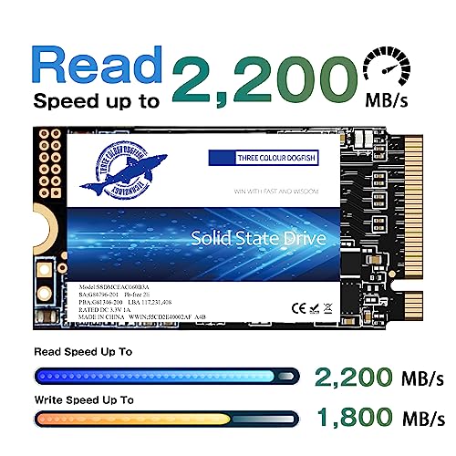 Image of Dogfish M.2 2242 SSD 512GB NVMe PCIe Gen3 x 4 Internal Solid State Drive,3D NAND TLC,Gaming SSD,R /W Speed up to 2200MB /s and 1800MB /s (M.2 2242 PCIe, 512GB)