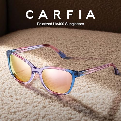 CARFIA Acetate Cat Eye Polarized Sunglasses for Women Small Face, Non-allergenic Designer Elegant Shades with UV Protection2