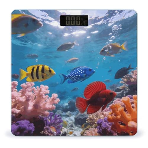 Báscula digital de baño con vidrio templado y pantalla LCD
