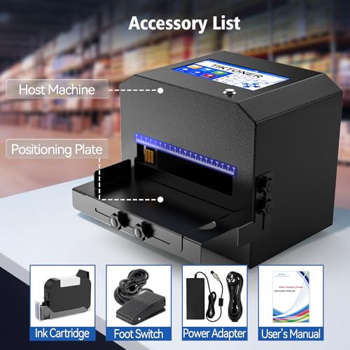 Image of Inkjet Coding Machine with 42ml Fast Dry Ink Cartridge, Date Printing Machine with 7 inch Touch Screen, Metal Inkjet Coder Print on Various Materials Batch Code Printer for Text Date Lot Number