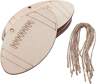 30Pcs Unfinished Football Wooden Hanging Ornaments,Football Sports Theme Slices for DIY Crafts Decor