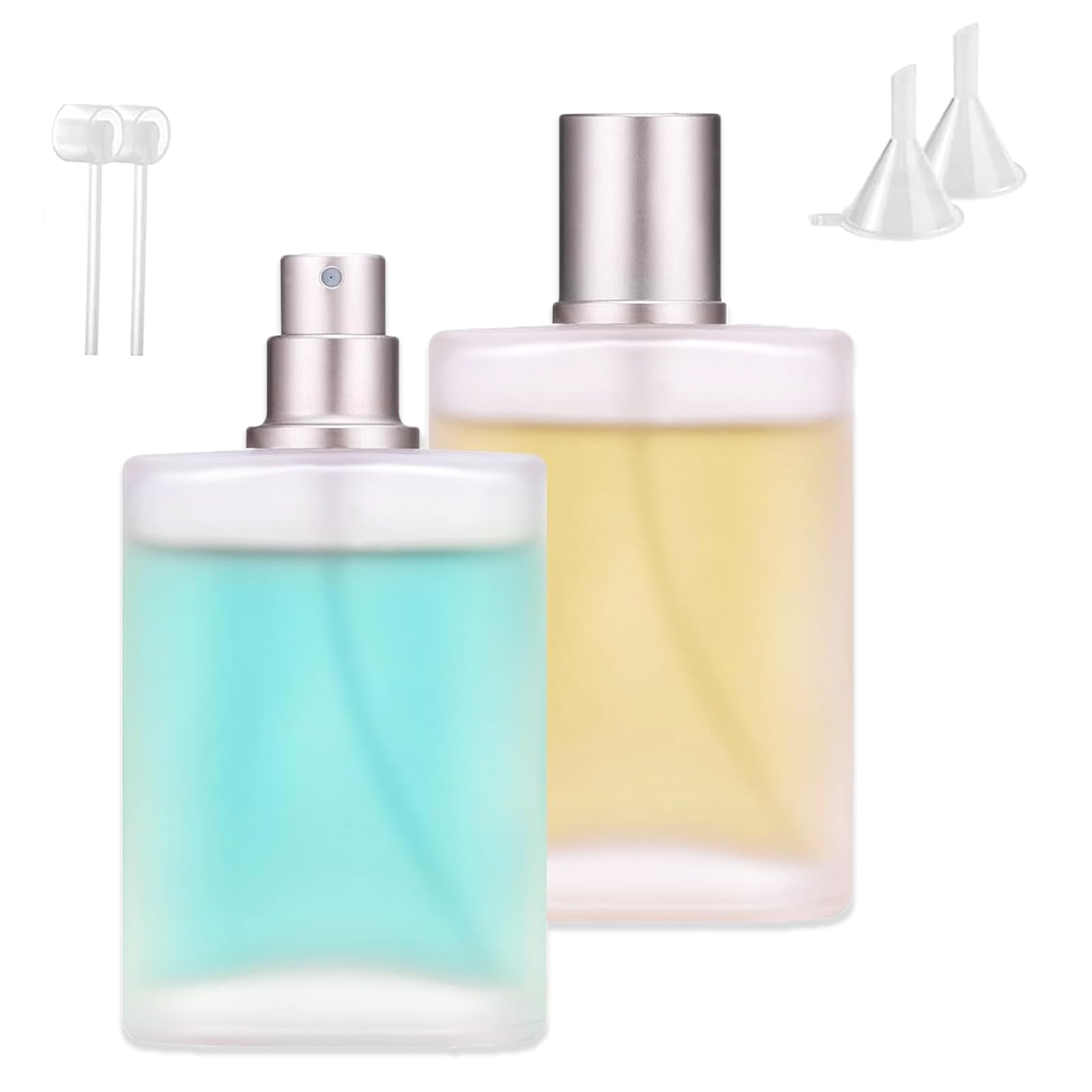 Boccette Profumi Vuoti, 50ml Nebulizzatore di Profumo Portatile, Contenitore Spray Vuoto, 2 Pezzi Flacone Spray Vuoto, Portaprofumo Da Viaggio, Atomizzatore Con Imbuti, Pressore