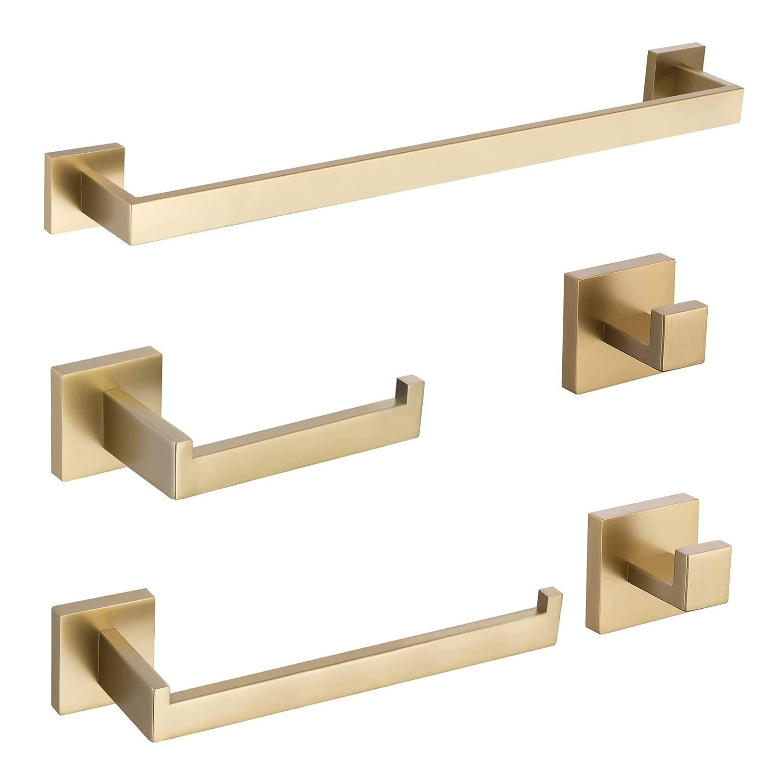 Conjunto Toalleros de Baño, Toallero Acero Inoxidable Toallero Pared Oro Cepillado Conjunto Accesorios Baño Soporte Toallas Baño Antióxido Toallero Ducha, Fácil de Instalar