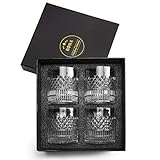 RORA Whiskey Glasses Set of 4 with Luxury Gift Box - 11 oz Old Fashioned Rocks Glasses Tumblers,...