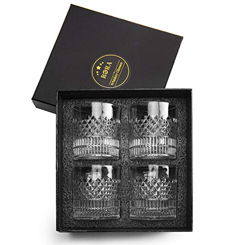 RORA Whiskey Glasses Set of 4 with Luxury Gift Box - 11 oz Old Fashioned Rocks Glasses Tumblers, Glassware for Cocktail Scotch, Bourbon, Gin, Voldka, Brandy, Rum, Drinks RORA Whiskey Glasses Set of 4 with Luxury Gift Box - 11 oz Old Fashioned Rocks Glasses Tumblers, Glassware for Cocktail Scotch, Bourbon, Gin, Voldka, Brandy, Rum, Drinks