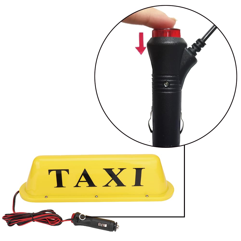Señal De Taxi, Letrero Taxi, Luz Techo Taxi con Iman, Impermeable Parte Superior Led Iluminado Lámpara Letrero Light up Sign Decor Bombillas Magnético Coche 12V Amarillo Automóviles Driver Indicadora