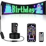 VDIKKS 37”×8” Programmable LED Scrolling Sign with Remote, 12V Huge Bright Flexible Advertising LED Screen, Custom Message Display Board for Business Store Window Festival
