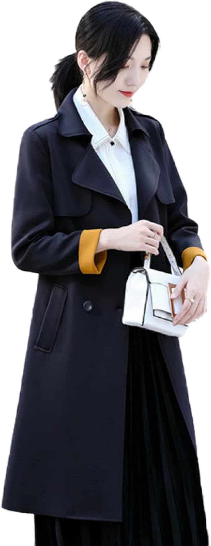 Amazon トレンチコート レディース ゆったり スプリングコート カジュアル 長袖 大きい襟 ロングコート アウター ジャケット おしゃれ フォーマル コート オフィス 入学式 卒業式 通勤 通学 入園式 着痩せ 可愛い 秋冬 コート ジャケット 通販