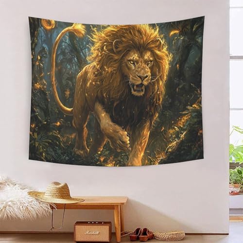Tenture murale lion décoration salon et chambre 150x200cm