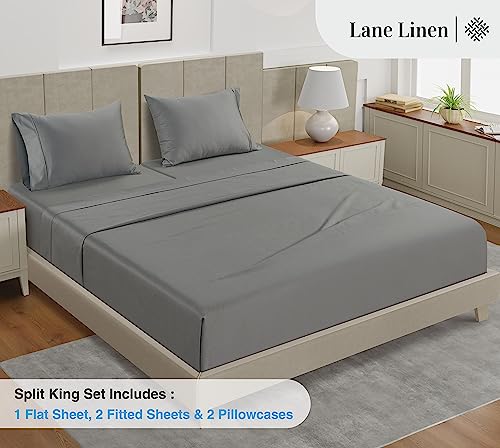 Image of LANE LINEN 100% Cotton 450 Thread Count Split King Sheets Set for Adjustable Beds, Sateen Weave Hotel Quality, Fully Elasticized Oeko Tex Certified Sustainably Produced Machine Washable - Paloma
