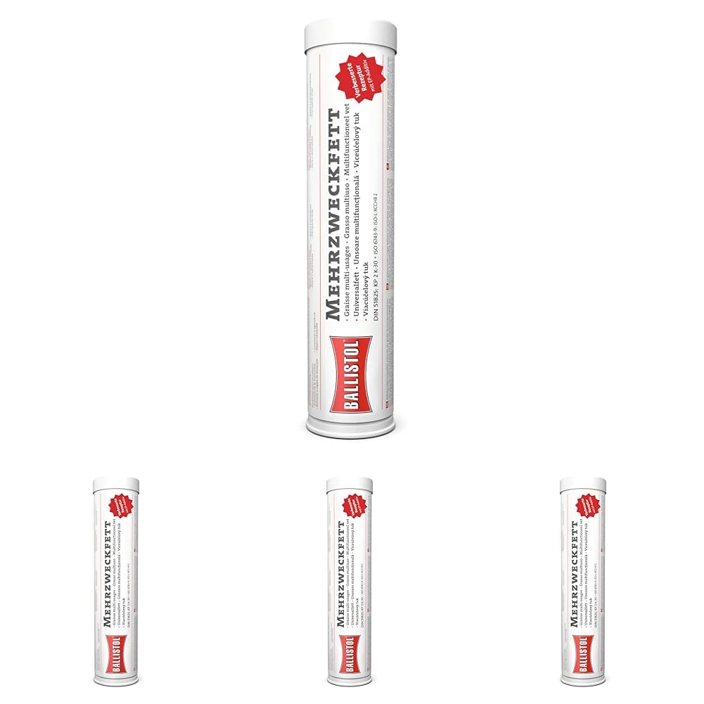 BALLISTOL 25350 Mehrzweckfett Kartusche 400g – Wasserbeständiges Universalfett – Gleitlager-Abdichtung, KFZ-Schmierung (Packung mit 4)