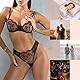 NewBull Sexy Strapsen Dessous-Sets für Damen Transparent Tüll Unterwäsche Frauen Sexy Set Floral Sticken Push Up BH mit Bügel + Durchsichtige Mesh Tanga Rose Lace Negligee Outfit (Schwarz, S)