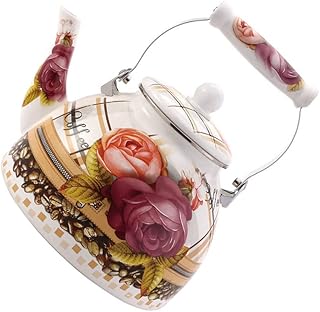 Tomaibaby Ceramiczny dzbanek do herbaty z kwiatami, emaliowany, na płyty grzewcze, 4 l, duża porcelana, emaliowany, czajnik dla kobiet, dorosłych, świetny pomysł na prezent na imprezę