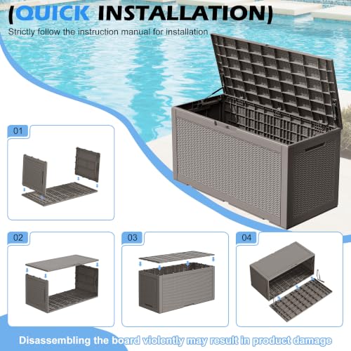 Image of Outdoor Storage Box Waterproof, 110 Gallon Deck Box For Patio Storage