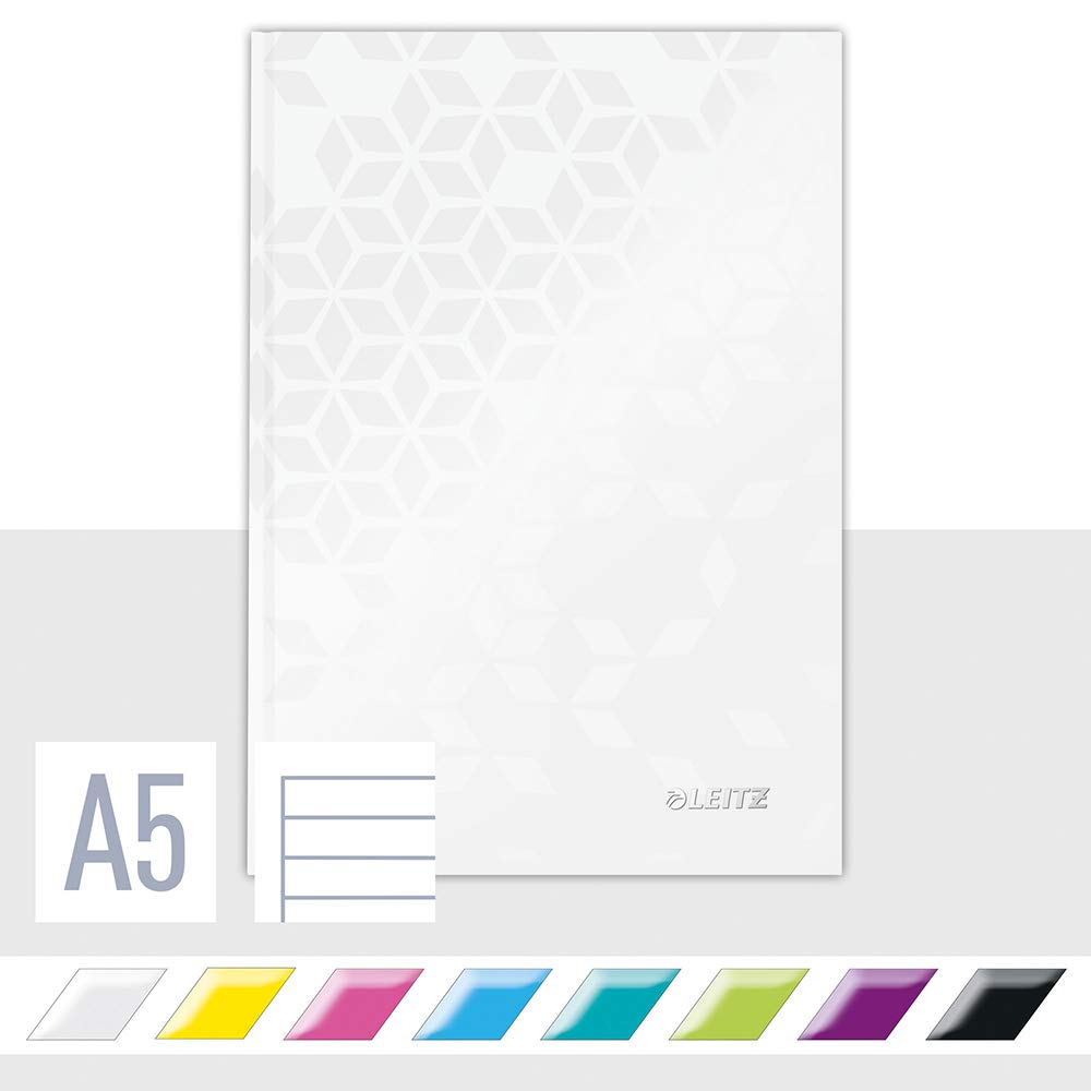 Leitz Wow A5 Lined Notebook - Hardcover 160 Pages FSC Certified Paper Green Geometric Pattern