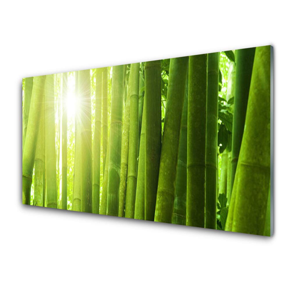 Impression sur verre trempé 100x50cm avec 4 crochets Bamboo Floral