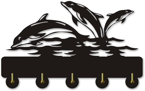 Miniatura 6 de The Geeky Days Gancho para llaves con diseño de signo de delfín, gancho de pared para toalla de océano, gancho de pared, decoración de baño, gancho