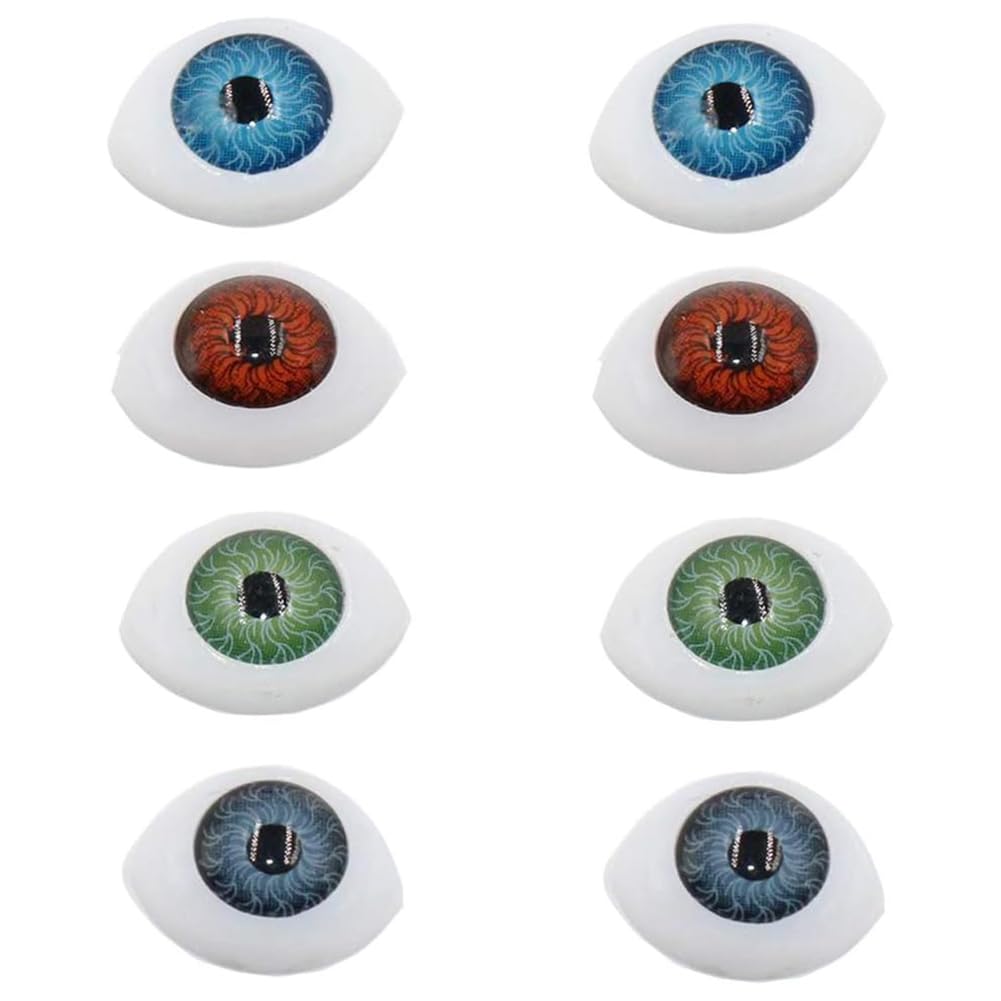 8 Pairs(16PCS) Oval Flat Hollow Back Plastic Eyes Puppet Doll Bear Craft Eyes Eyeballs Making DIY Supplies for Porcelain or Reborn Dolls Stuffed Animal Toys Troll Scary Eyes 23mm x 16mm