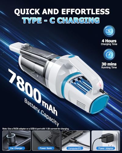 Image of AHNR Handheld Vacuum Cordless Rechargeable, Hand Held Car Vacuum Cleaner