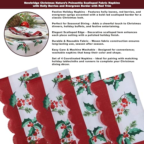 Servilletas de Tela Navideñas Nature’s Poinsettia Set de 4 miniatura 3