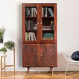 HomeTown Phoolkari Solidwood Book Shelves in Honey Walnut Colour
