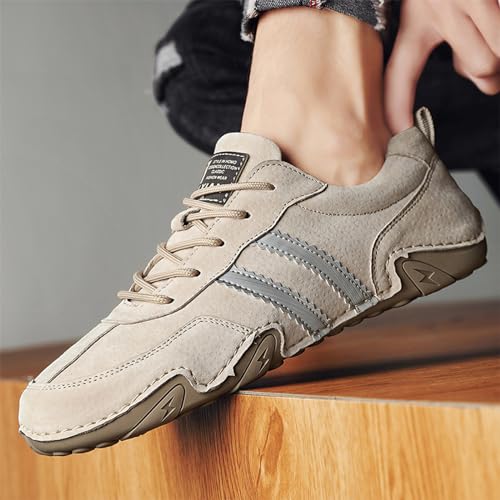 Image of Runscbk Men's Retro Handmade Suede Chukka Shoes with Arch Support,Fashion Casual Lightweight Outdoor Sneakers for Hiking Trailing Commuting