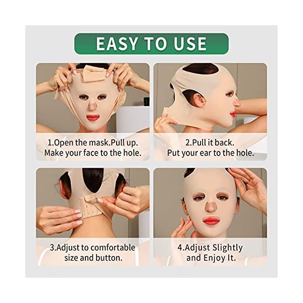 JLK-ZHOU Reusable Facial Slimming Mask Anti Wrinkle V Full Face Lifting Chin Cheek Lift up Slim Belt Band Strap Slimming Thin Mask Sleeping Belts (Full Face Belts)