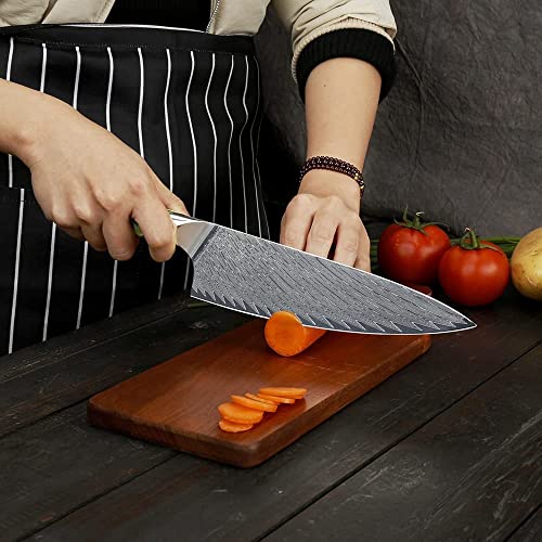 Wildmok Chef Knife, 8 Inch Damascus Japanese Kitchen Cooking Knife,Japanese Vg10 Steel&Resin Handle Kitchen Knives,Damascus Chef's Knives Including Gift Box #TOP6