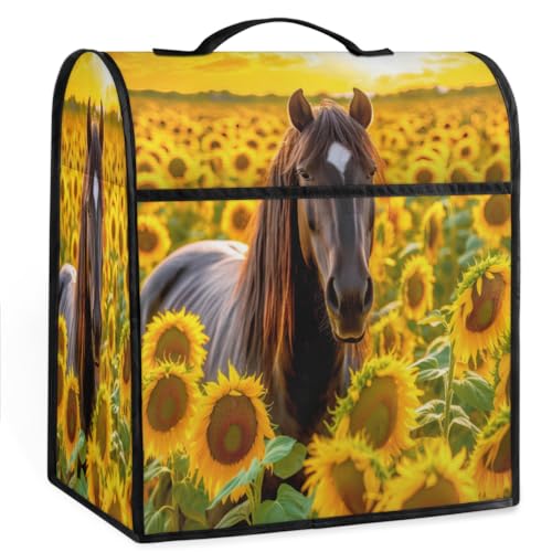 Coffee Maker Cover Sunflower Horse Kitchen Appliance Covers Small Appliance Covers Blender Cover Juicer Cover Dust Covers for Kitchen Appliances with Top Handle and Pockets,Washable,B979